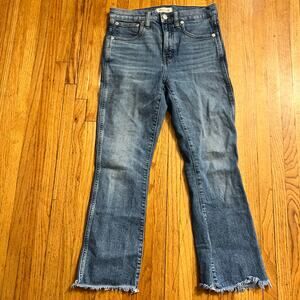 Madewell Jeans Womens 27 Cali Demi Boot Blue Crop Raw Hem